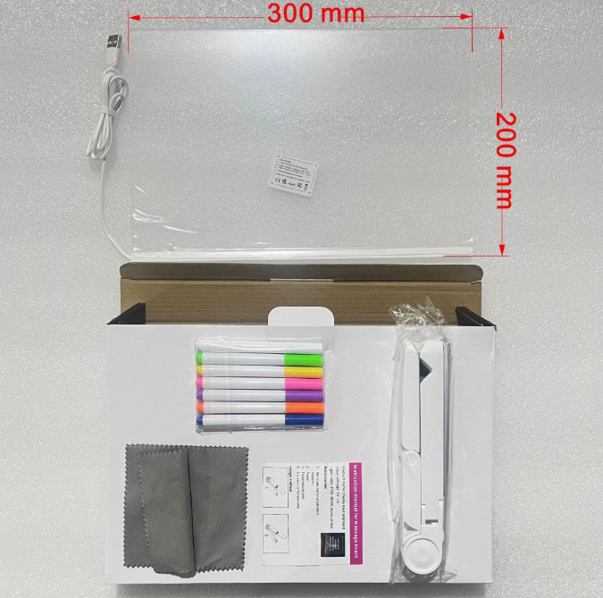 Leuchtende Acryl-Maltafel für Kinder, abwischbar