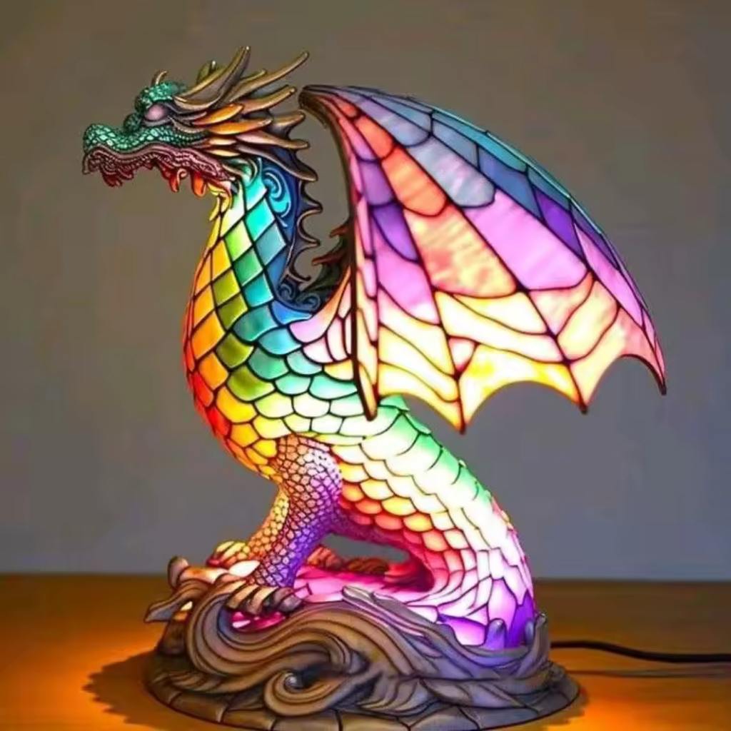LeuchtDrache - handgefertigte Lampe, die Herzen erstrahlen lässt