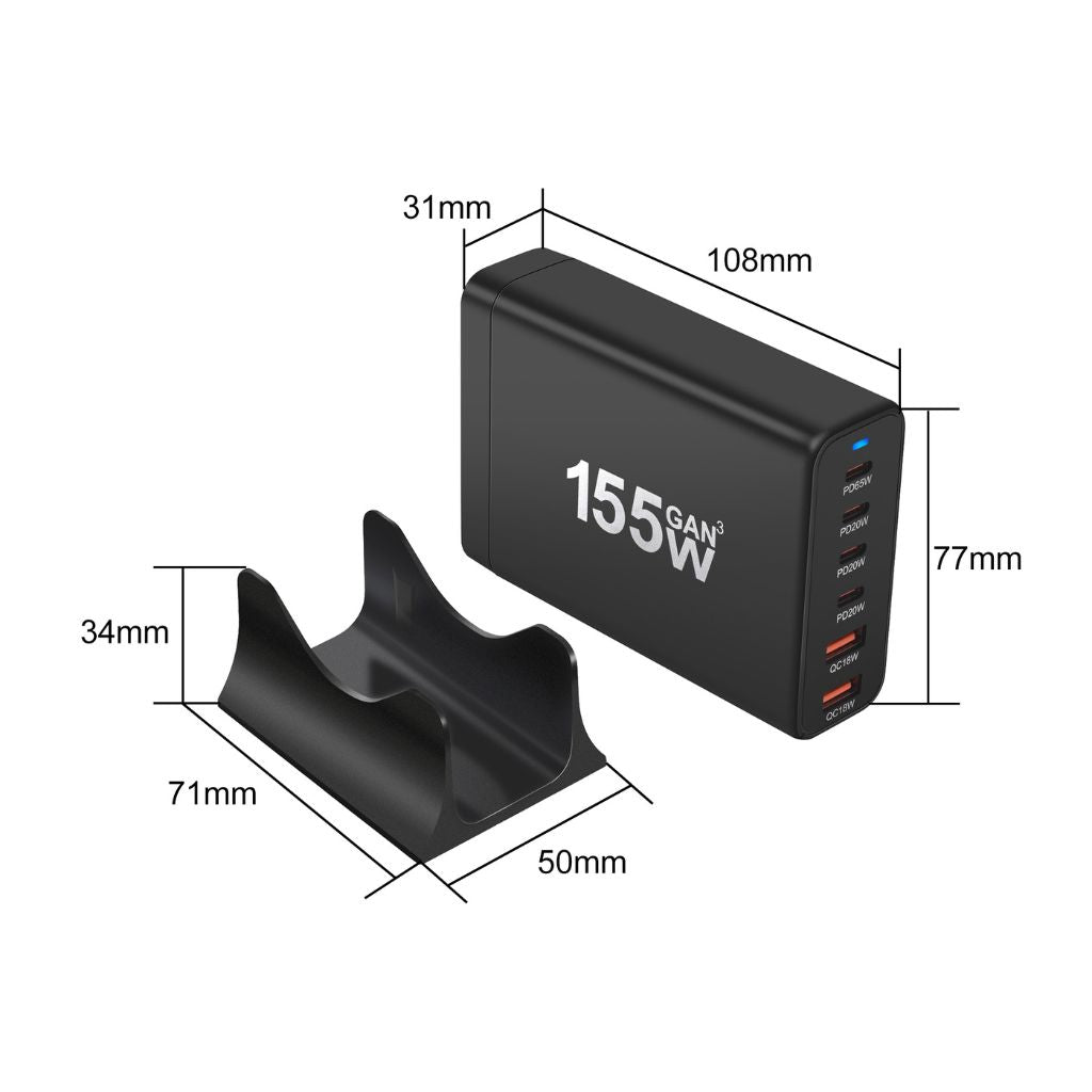 corlado | 155W GaN 6-Port USB-C Ladegerät