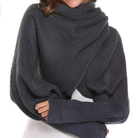 corlado | Herbst- und Wintermode gehäkelter Strickschal mit Ärmeln