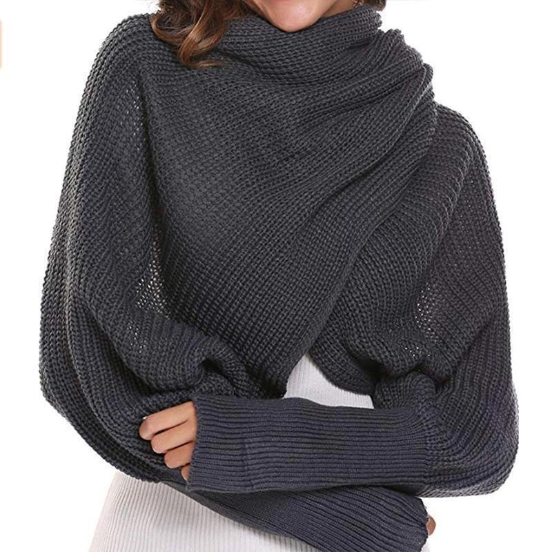 corlado | Herbst- und Wintermode gehäkelter Strickschal mit Ärmeln