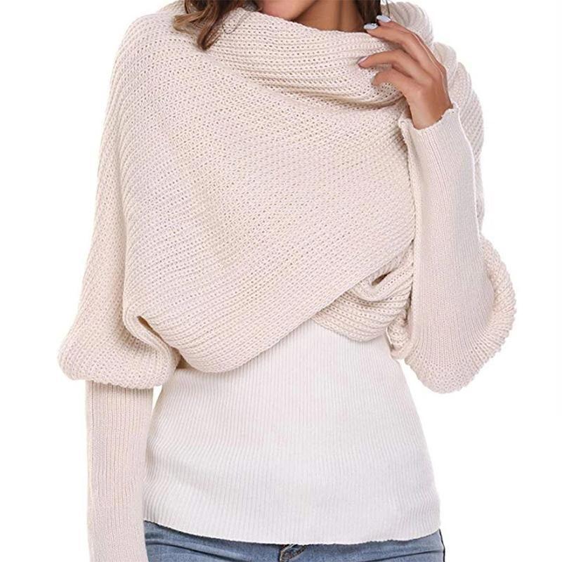 corlado | Herbst- und Wintermode gehäkelter Strickschal mit Ärmeln