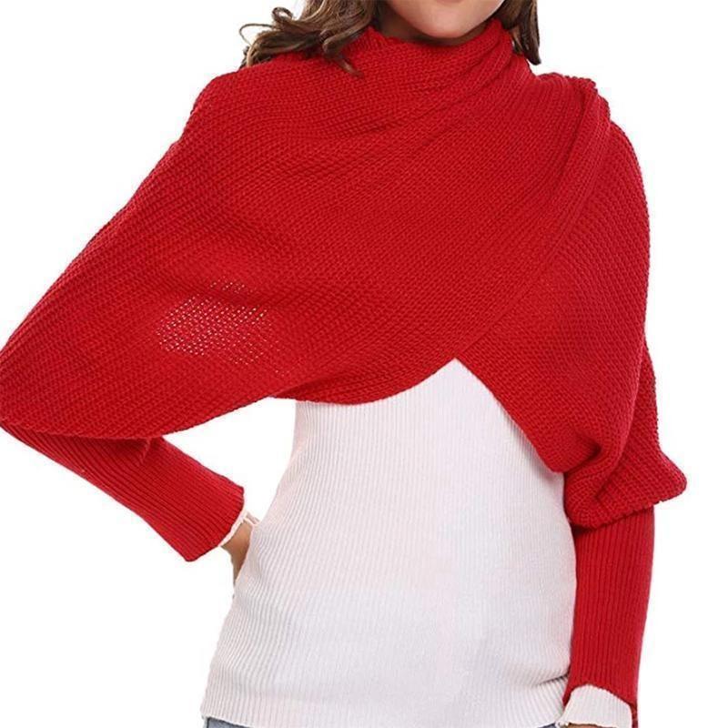 corlado | Herbst- und Wintermode gehäkelter Strickschal mit Ärmeln