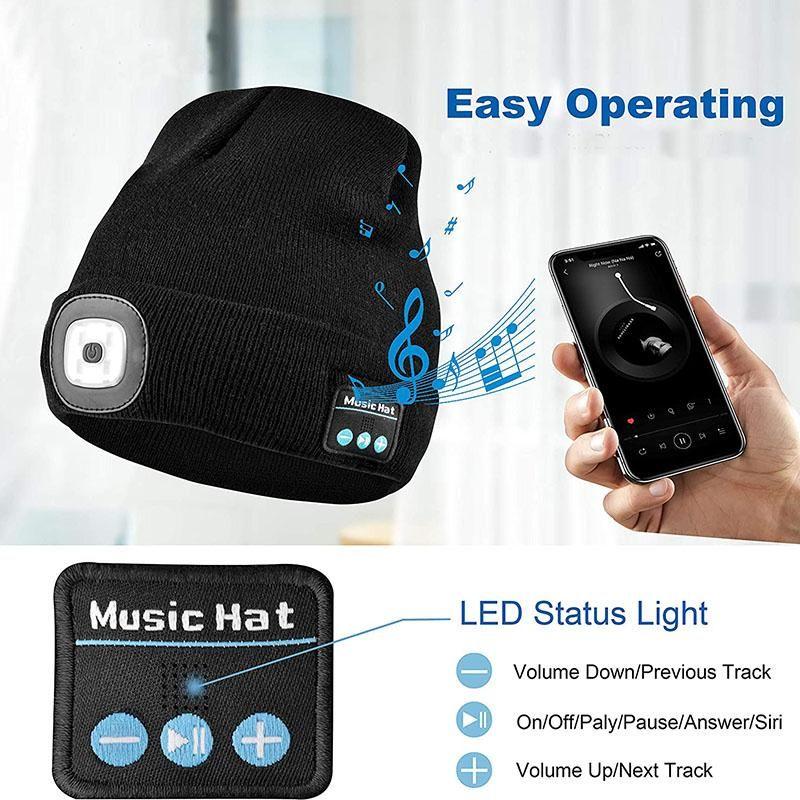 corlado | Verbesserte Unisex Musikalische Bluetooth LED Beanie Mütze