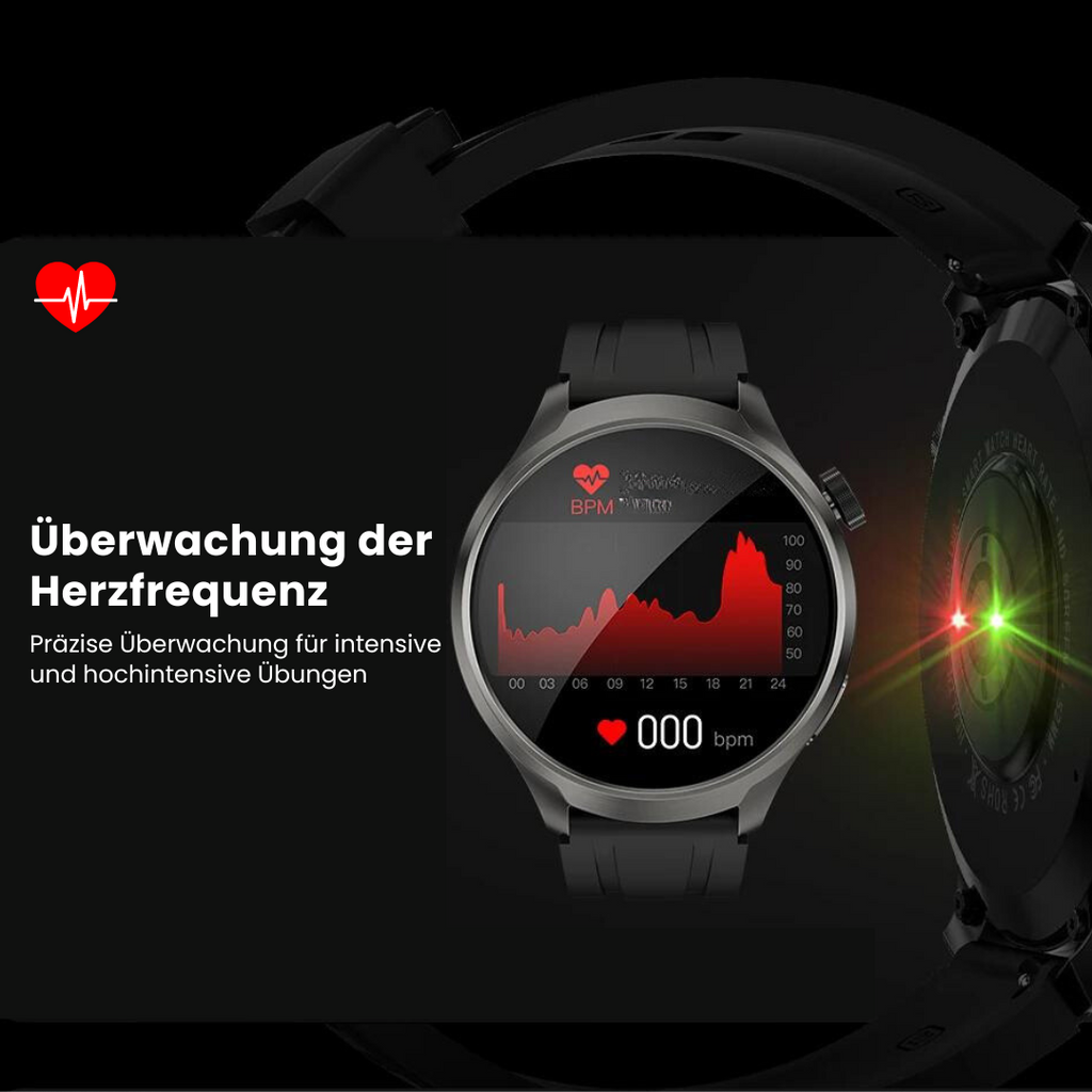 VitalSense Pro X - Gesundheits-Smartwatch mit Lederarmband (2025) - Sonderaktion 1+1 Gratis