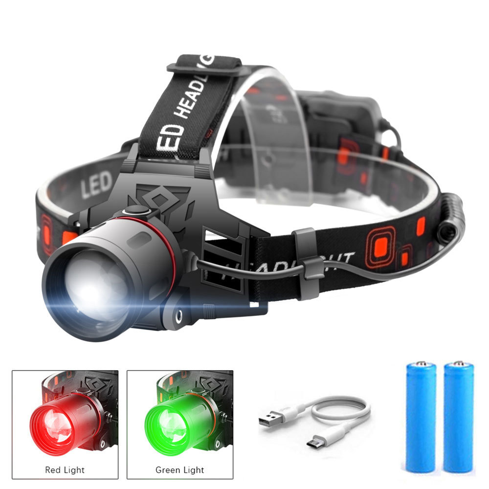 corlado | Wiederaufladbare LED Stirnlampe mit Weiß-, Rot- und Grünlicht – Leistungsstarke Kopflampe mit USB und Akku