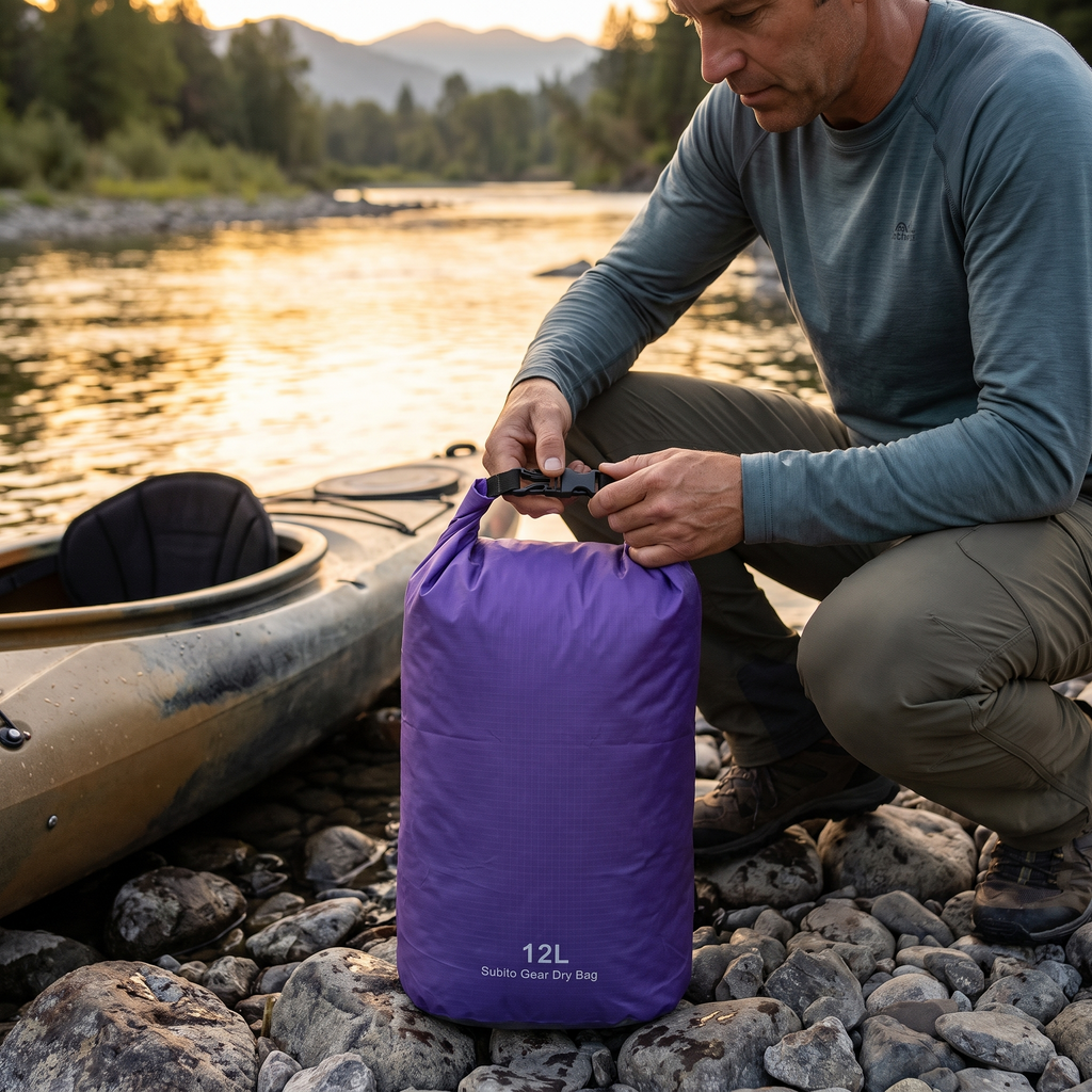 Wasserdichtes Packsack-Set – Rolltop-Trockensäcke für Kajak und Camping