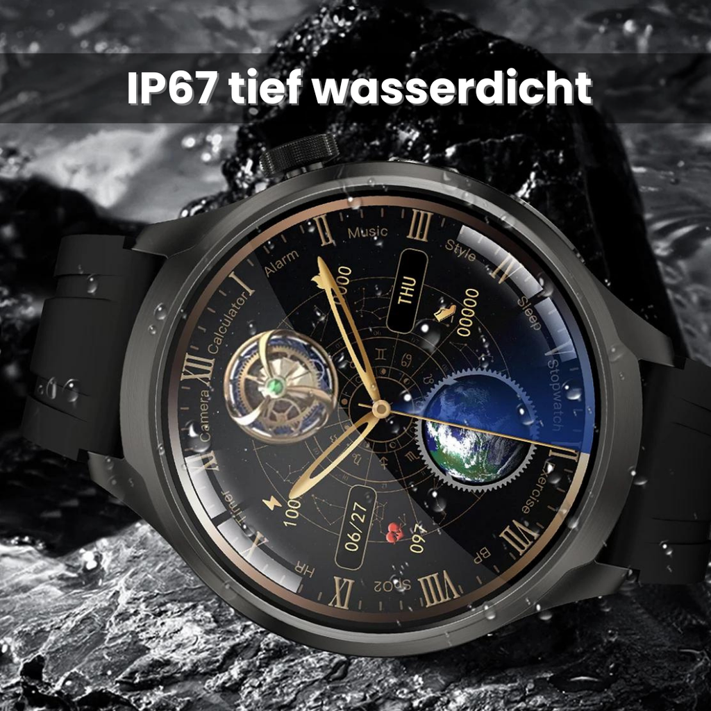 VitalSense Pro X - Gesundheits-Smartwatch mit Lederarmband (2025) - Sonderaktion 1+1 Gratis