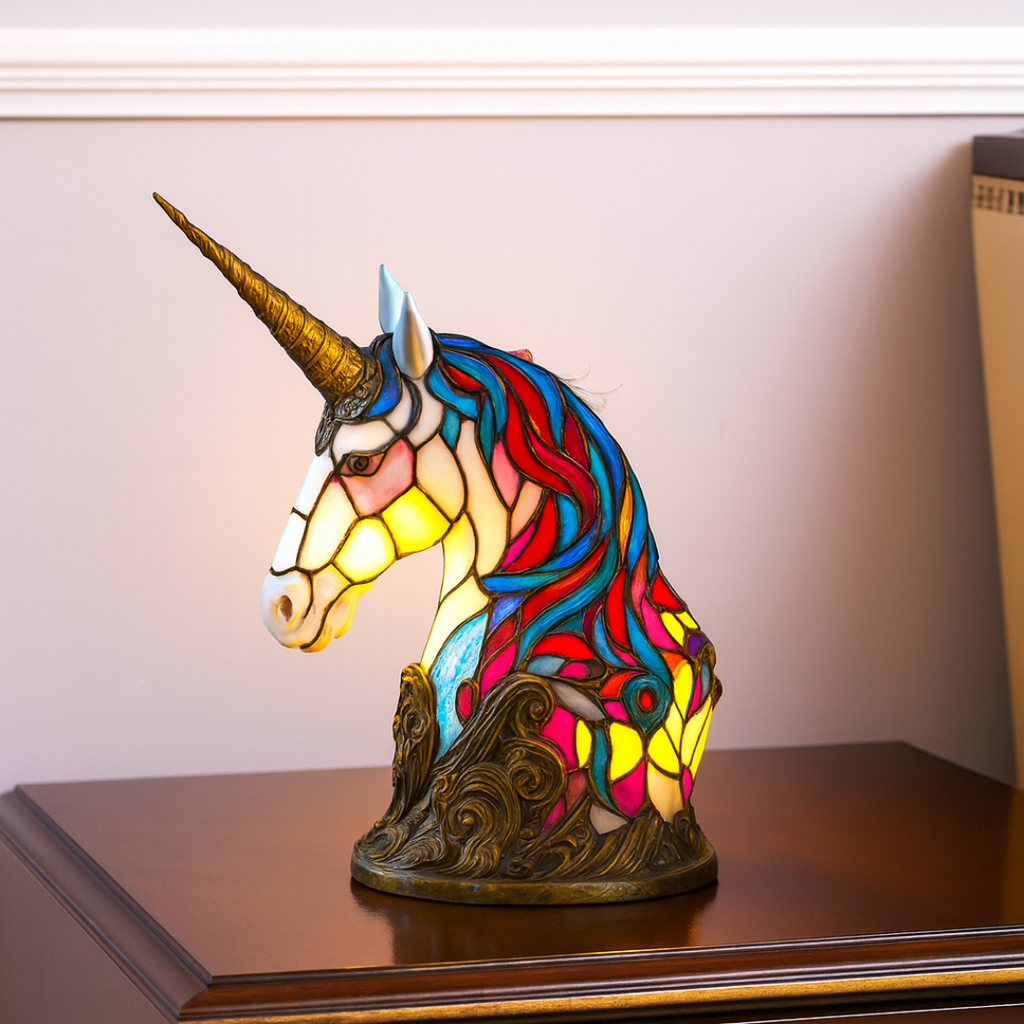 LeuchtEinhorn - handgefertigte Lampe, die Herzen erstrahlen lässt