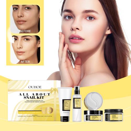 Schnecken-Gesichtspflege Geschenkset mit Reiniger, Serum, Creme und Augenpads
