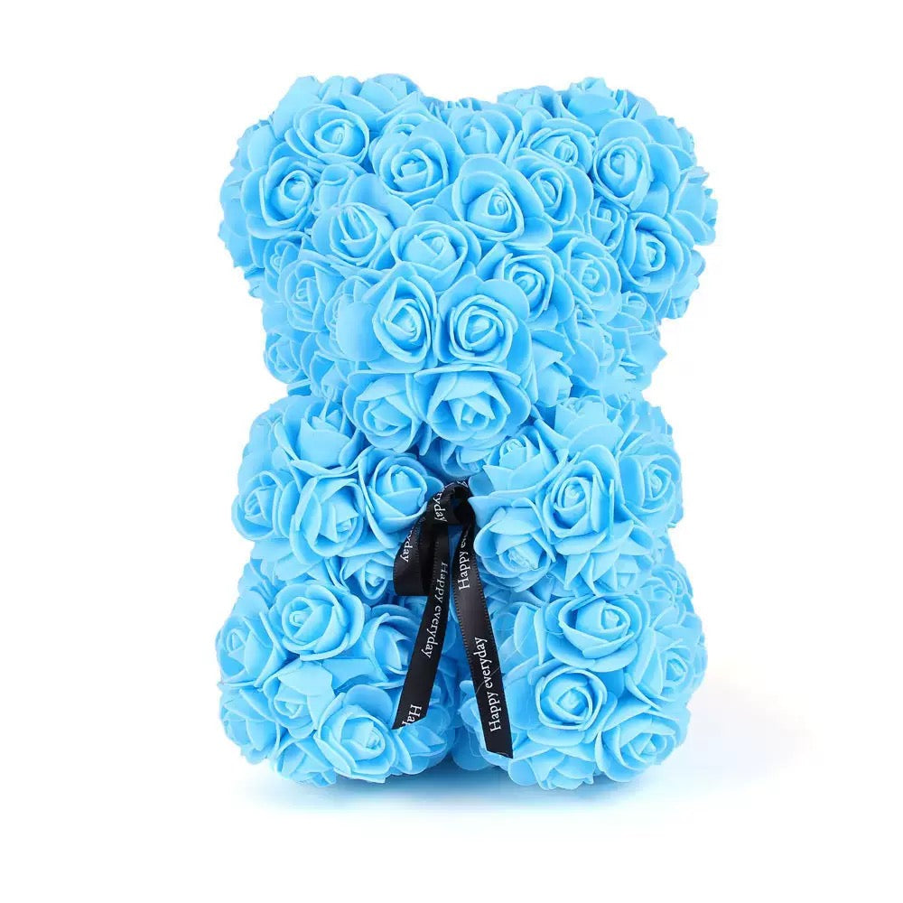 Rosenbär als Valentinsgeschenk, Kunstblumen-Bär in vielen Farben