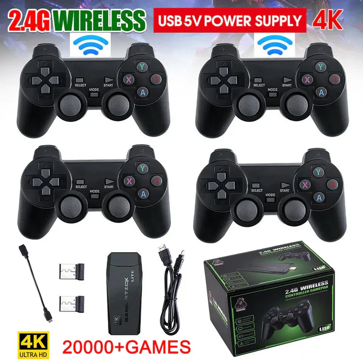 corlado | HDMI 4K TV Spielstick Konsole | 64GB mit über 20.000 Retro-Spielen & 2 kabellosen Gamepads