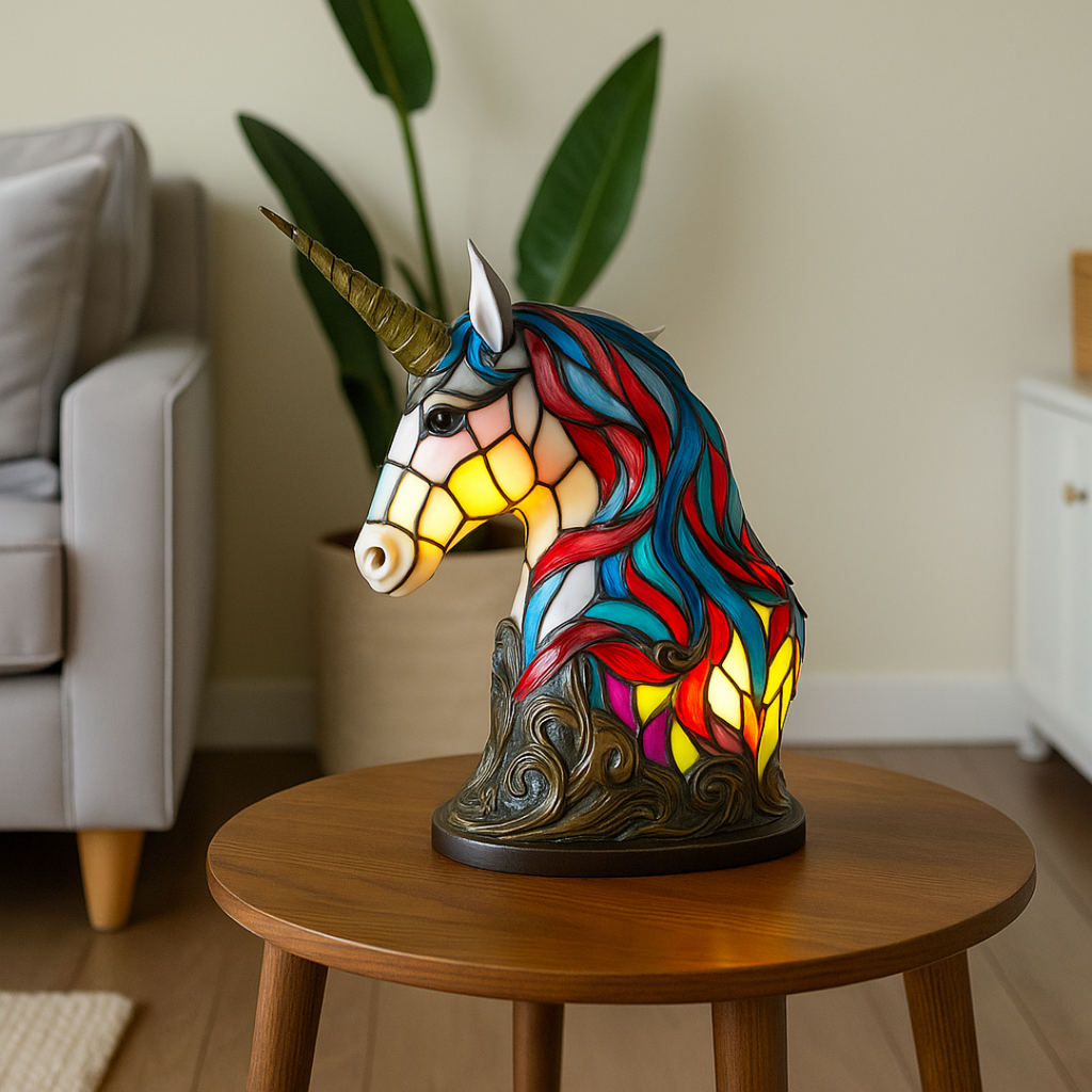 LeuchtEinhorn - handgefertigte Lampe, die Herzen erstrahlen lässt
