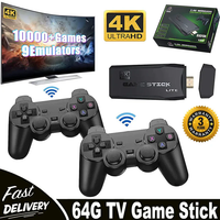 corlado | HDMI 4K TV Spielstick Konsole | 64GB mit über 20.000 Retro-Spielen & 2 kabellosen Gamepads