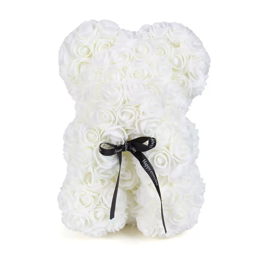 Rosenbär als Valentinsgeschenk, Kunstblumen-Bär in vielen Farben