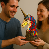 LeuchtEinhorn - handgefertigte Lampe, die Herzen erstrahlen lässt