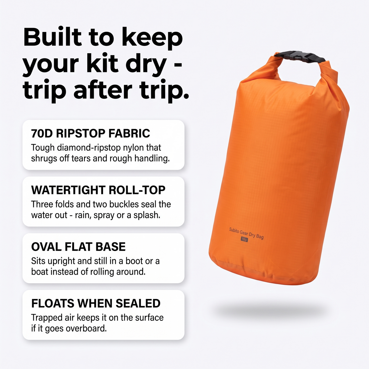Wasserdichtes Packsack-Set – Rolltop-Trockensäcke für Kajak und Camping