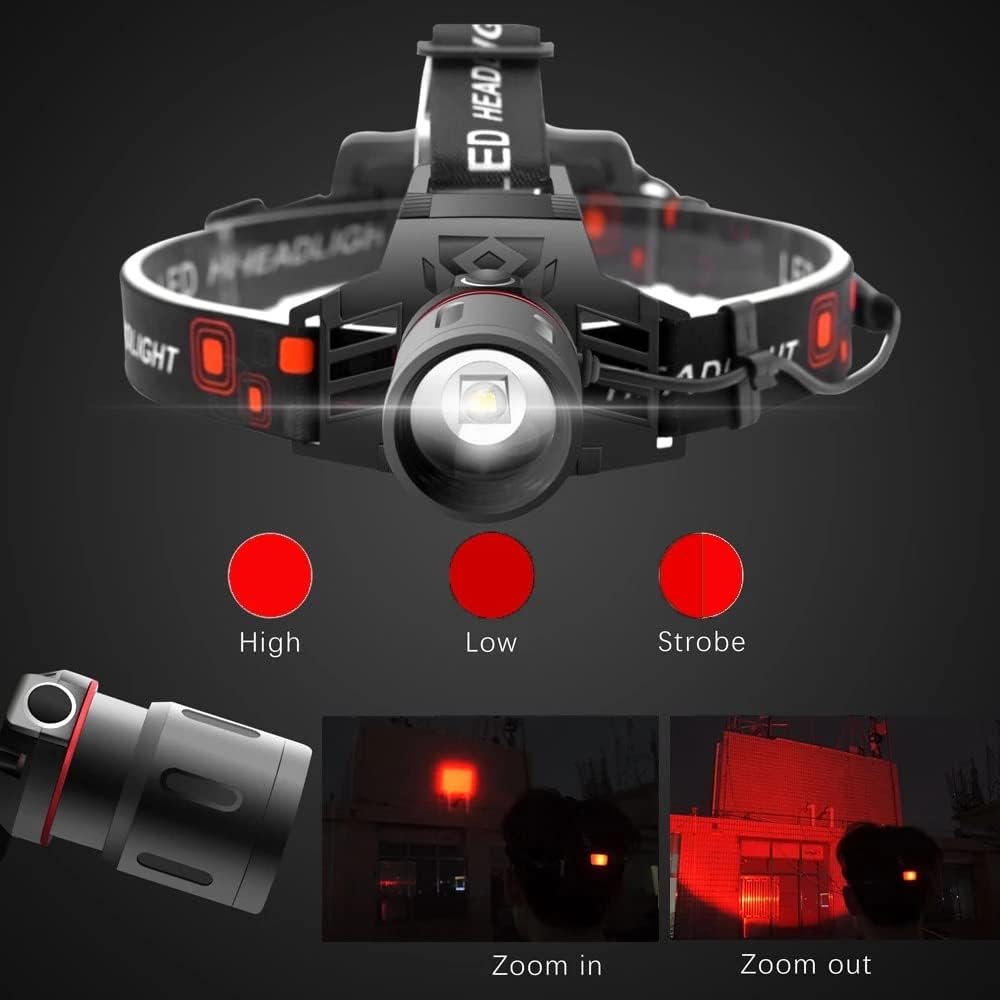 corlado | Wiederaufladbare LED Stirnlampe mit Weiß-, Rot- und Grünlicht – Leistungsstarke Kopflampe mit USB und Akku