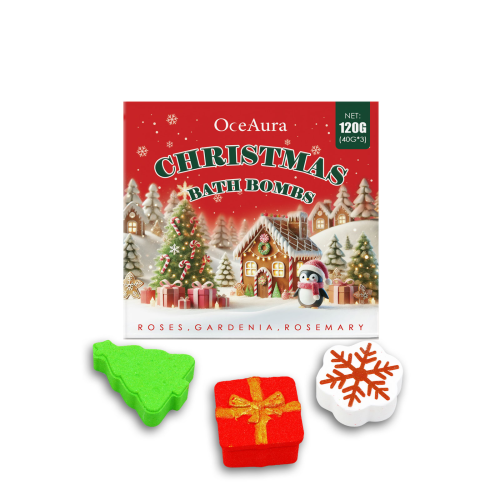 Weihnachts-Badebomben Geschenkset, Rose, Gardenie und Rosmarin