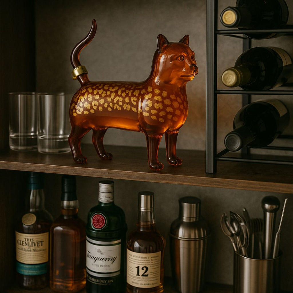 Handgefertigte Flasche aus Glas in Katzenform - Katzenliebhaber lieben sie