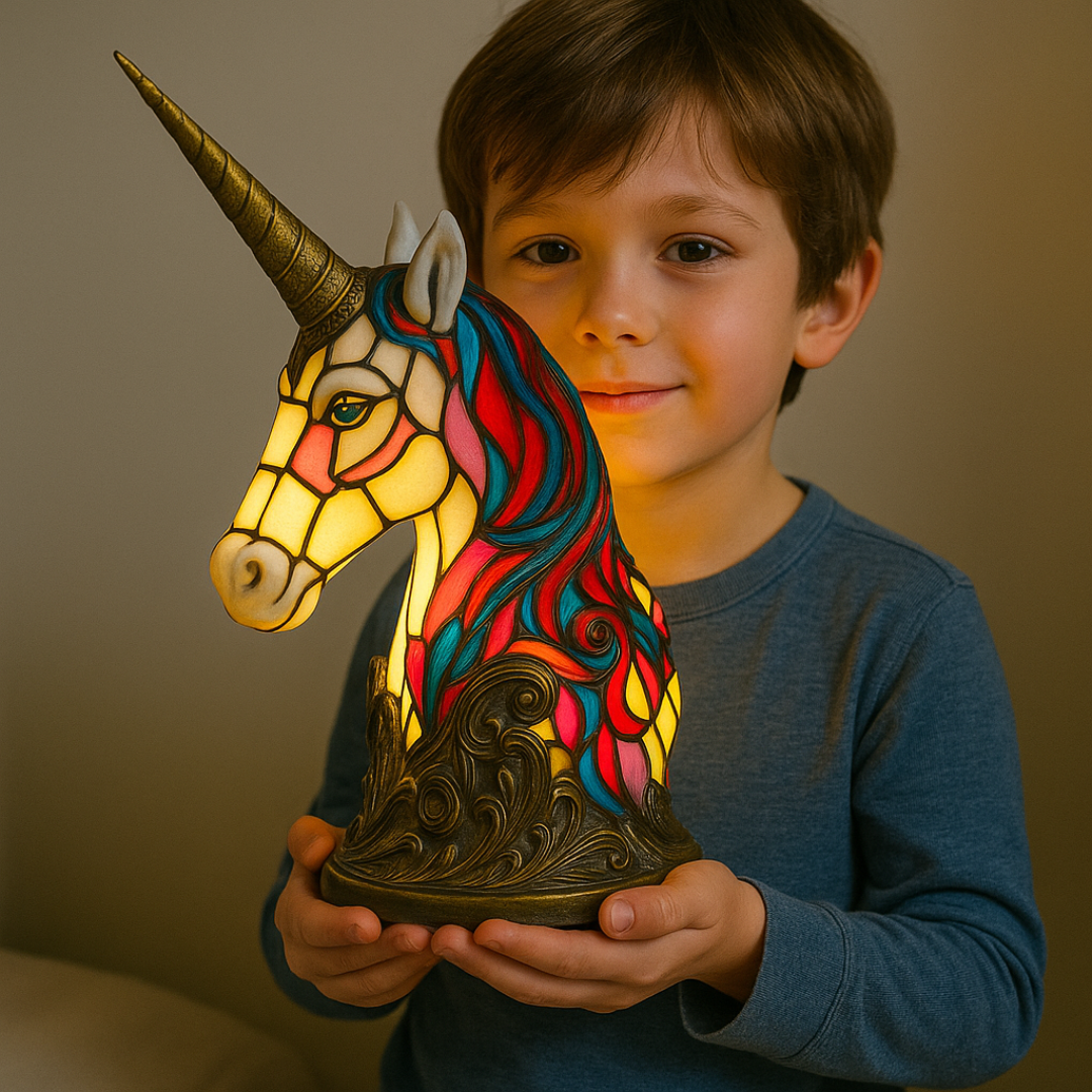 LeuchtEinhorn - handgefertigte Lampe, die Herzen erstrahlen lässt