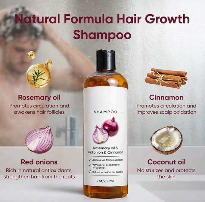 Rosmarin & Zwiebel Kopfhaut-Shampoo für glattes, glänzendes Haar