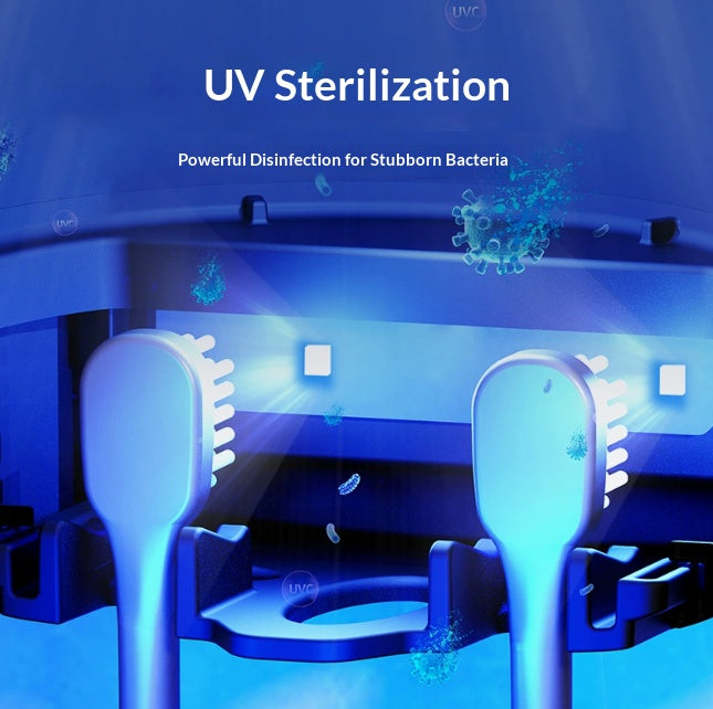 UV-C Zahnbürstenhalter mit Trocknungsfunktion und Becherablage