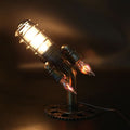 corlado | Steampunk-Rakete Tischlampe mit Flammenlicht