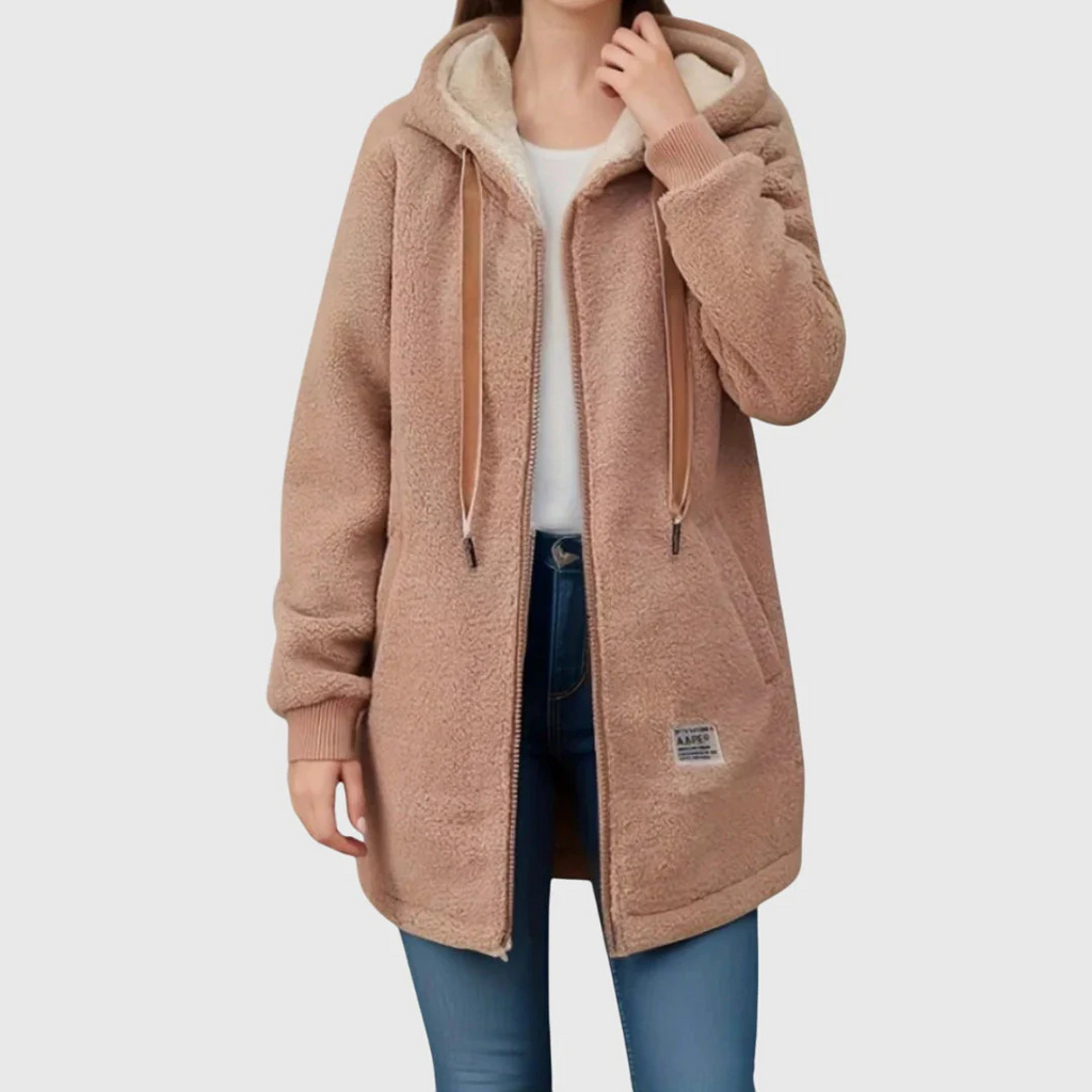 Damen Fleecejacke mit Kapuze & Taschen – CozyWarm Birgitta