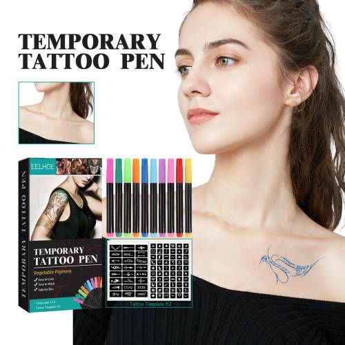 Temporäres Tattoo-Stift-Set mit Schablonen