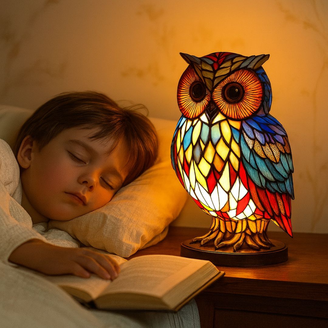 LeuchtEule - handgefertigte Lampe, die Herzen erstrahlen lässt