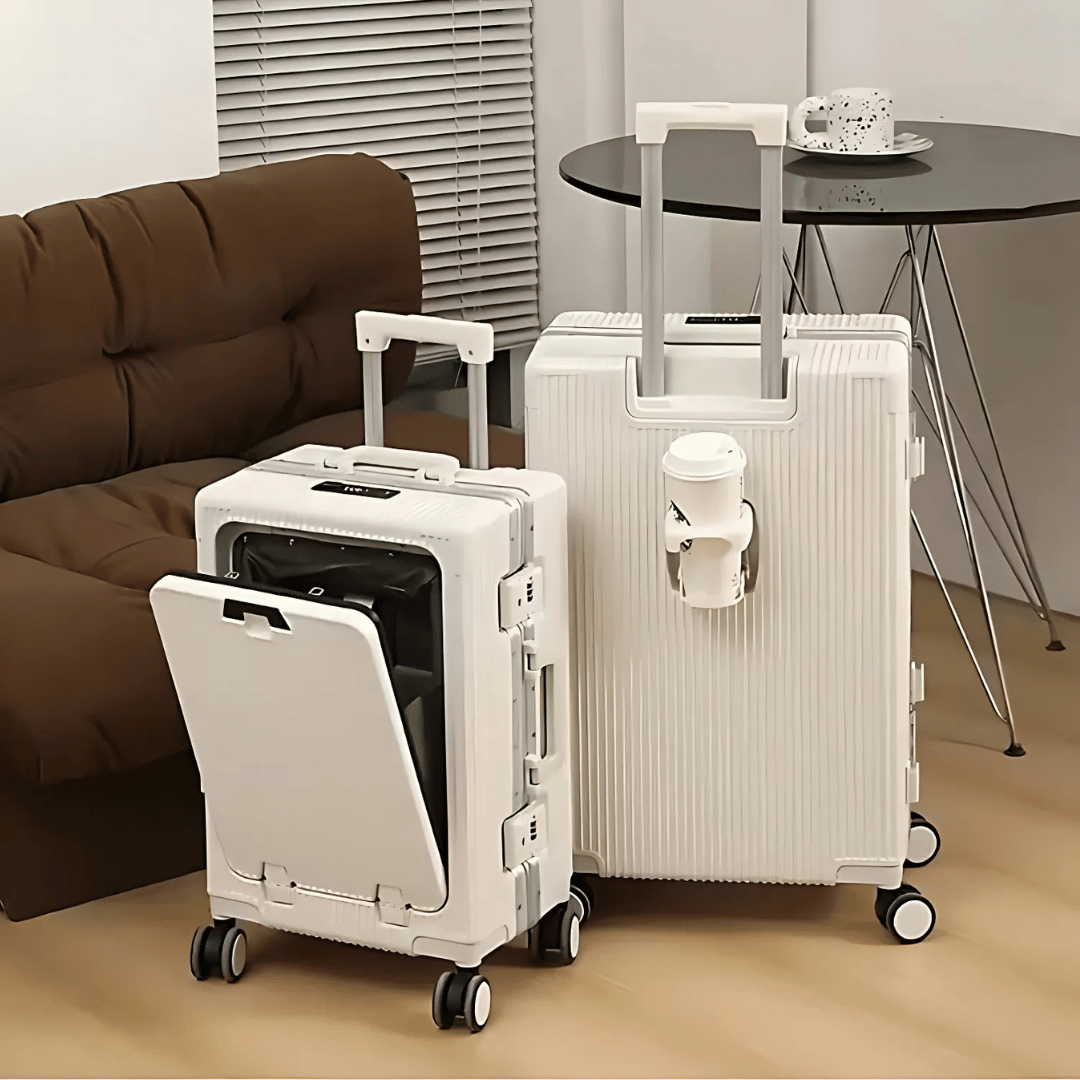 corlado | Manhattan Pro – Hartschalen-Handgepäckkoffer mit Aluminiumrahmen, Laptopfach und USB-Anschlüssen