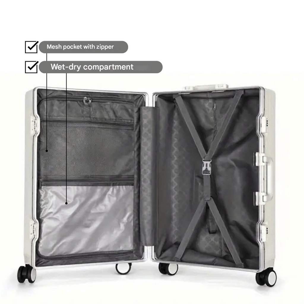 corlado | Manhattan Pro – Hartschalen-Handgepäckkoffer mit Aluminiumrahmen, Laptopfach und USB-Anschlüssen