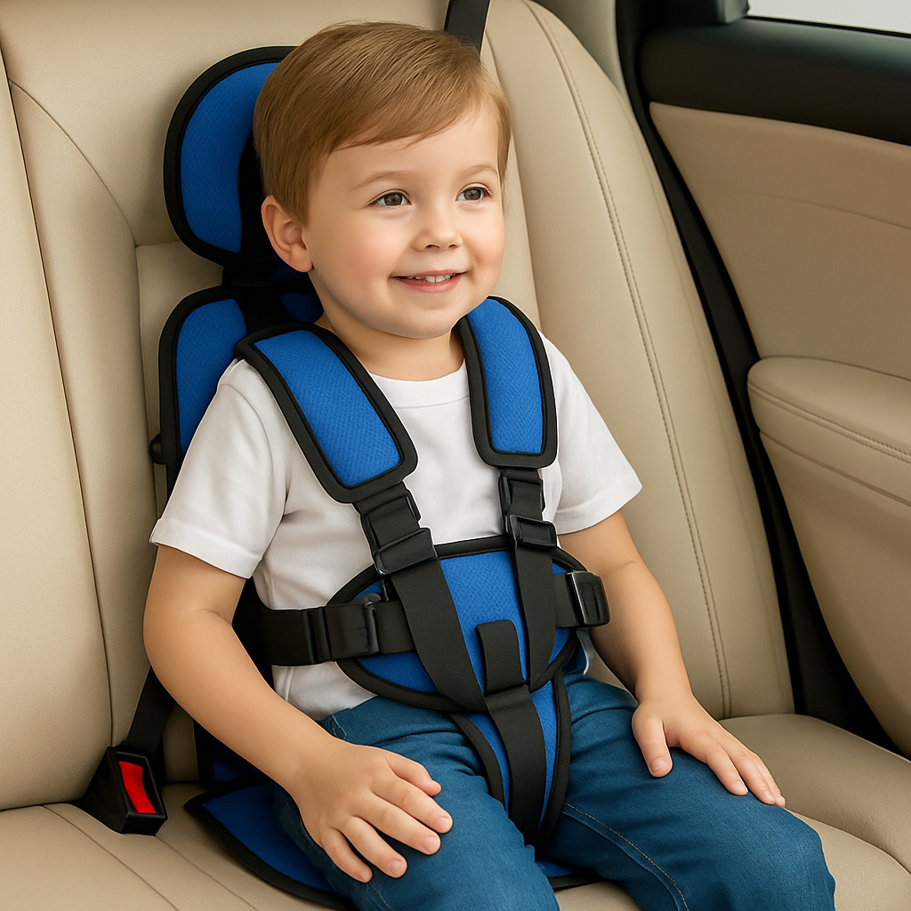 Tragbarer Auto-Kindersitz Booster, sicher, kompakt, faltbar, Gurt
