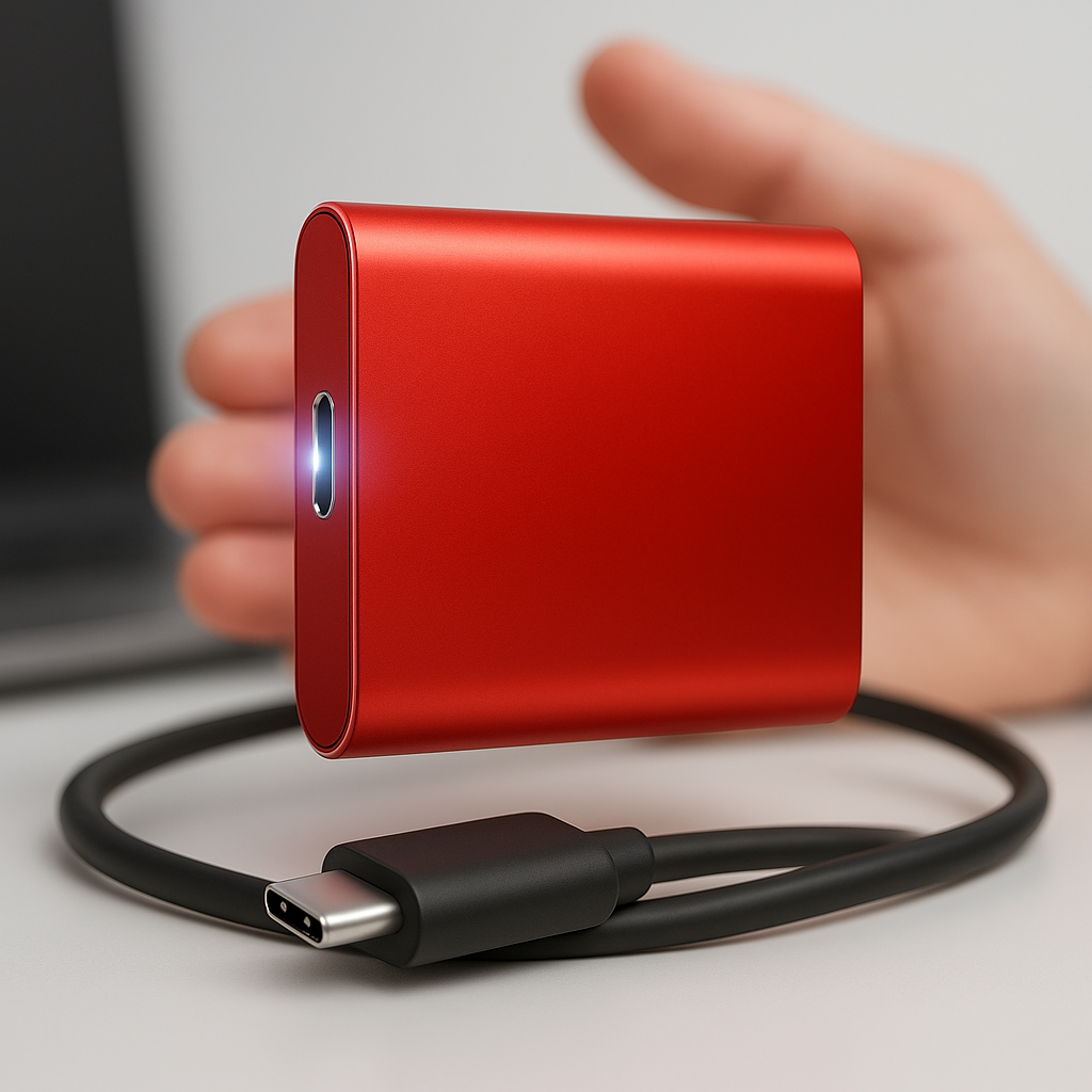 Externe SSD, tragbar, USB-C, Solid State Speicher