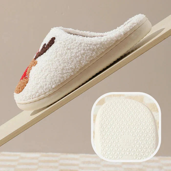 Weihnachten Rentier Hausschuhe - Soft Slip-On Hausschuhe für drinnen