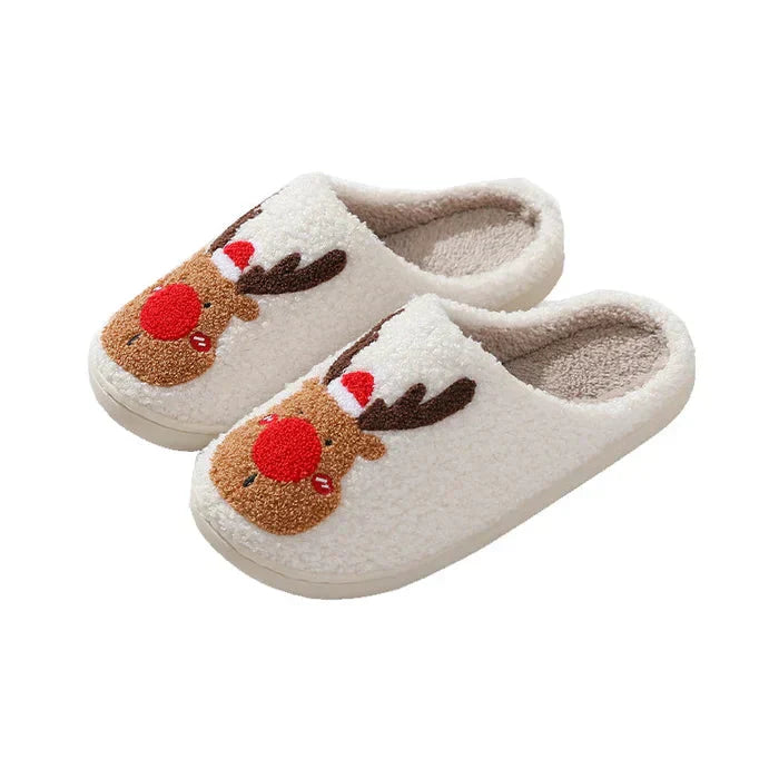 Weihnachten Rentier Hausschuhe - Soft Slip-On Hausschuhe für drinnen