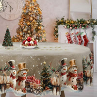 Weihnachtliche Tischdekoration, Tischdecke Schneemann & Rentier