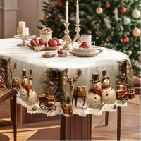 Weihnachtliche Tischdekoration, Tischdecke Schneemann & Rentier