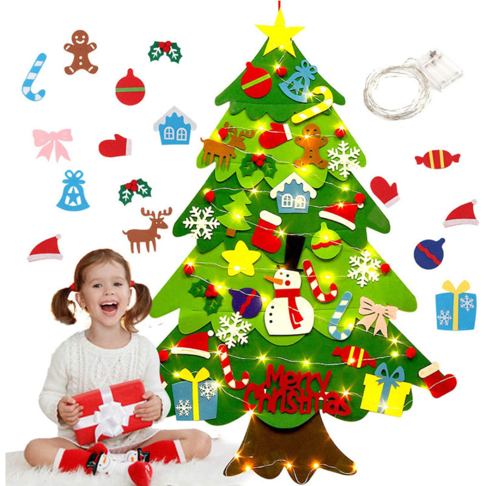 Weihnachtsbaum Filz-Aktivitätsset, Kinder-Ornamente & Lichter
