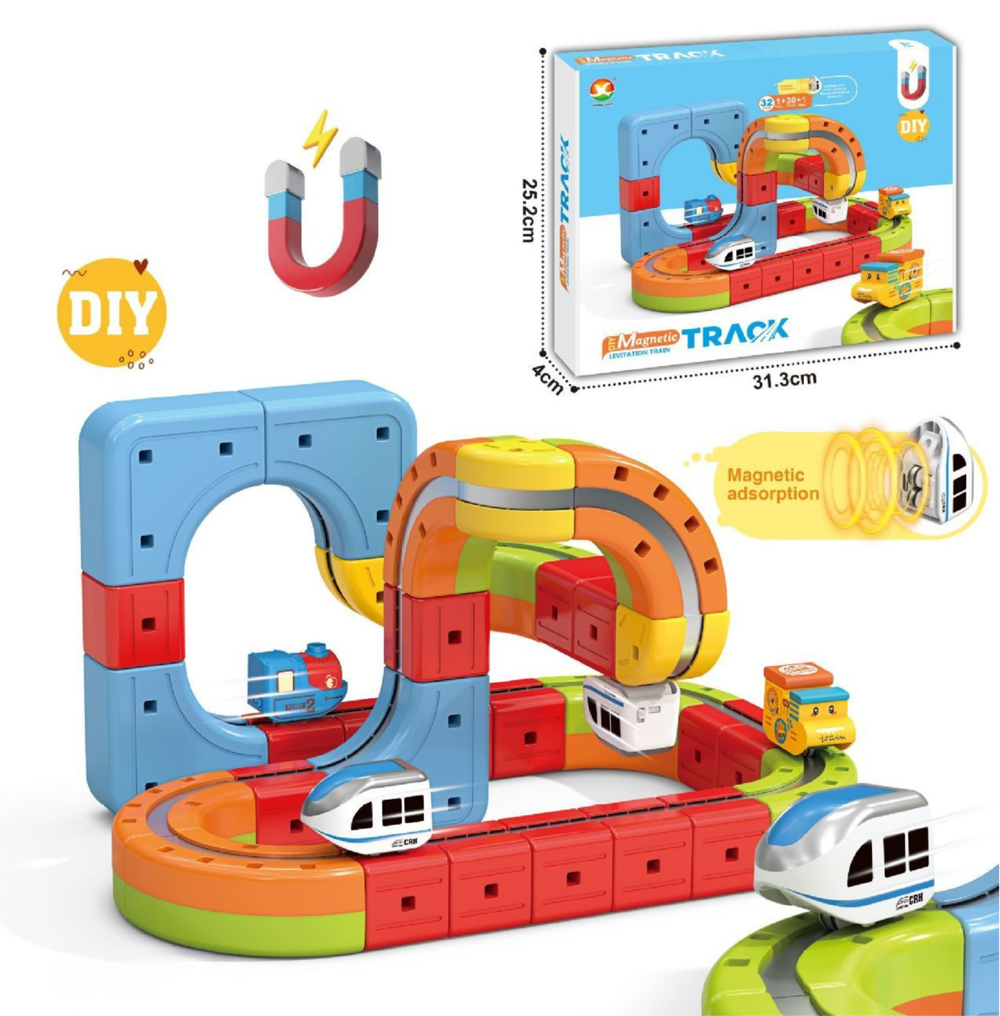 Magnetische Würfel Schienen Bahn Kinderspielzeug