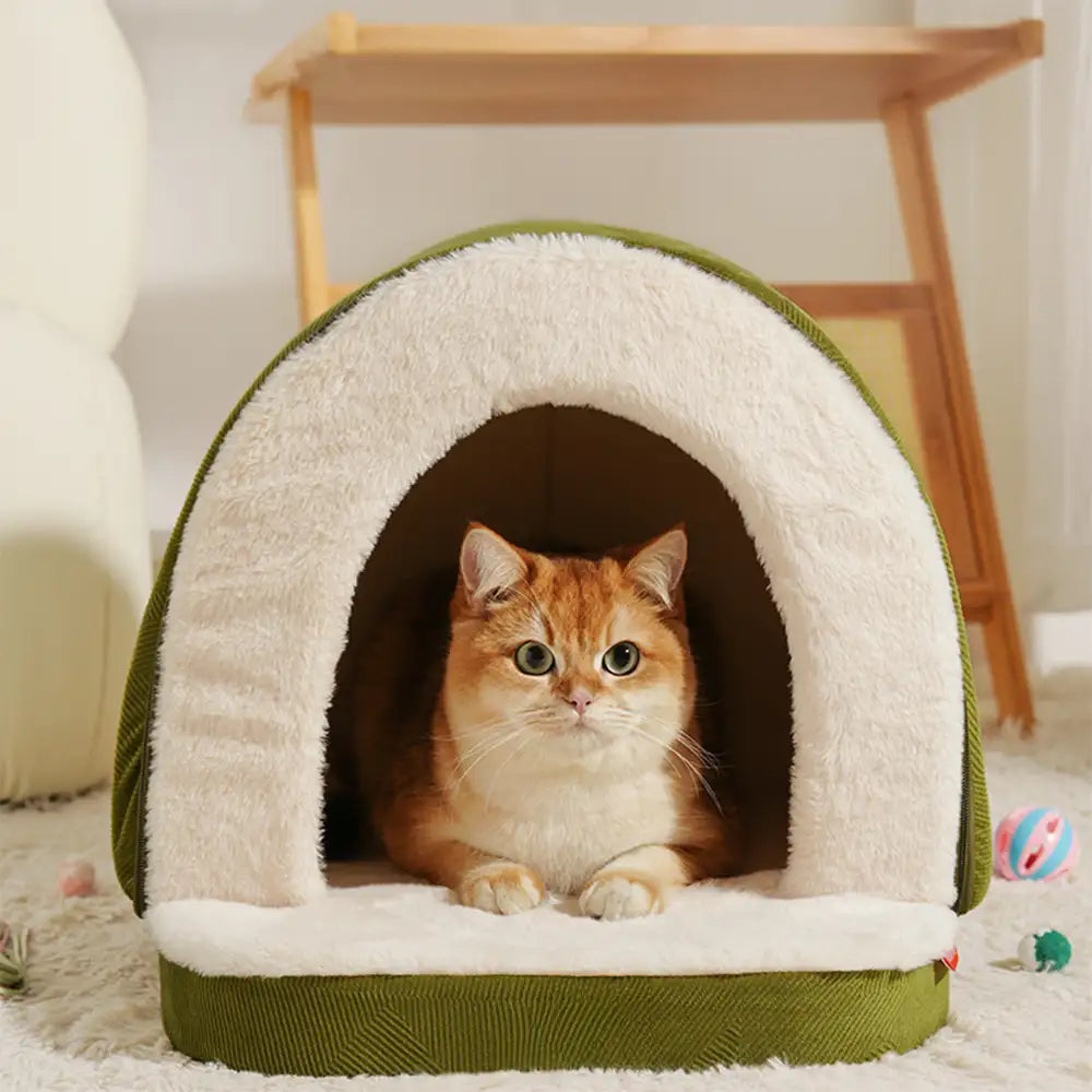 Gemütliche Höhlen-Bett für Katzen & Hunde, Plüsch, tiefes Schlafen