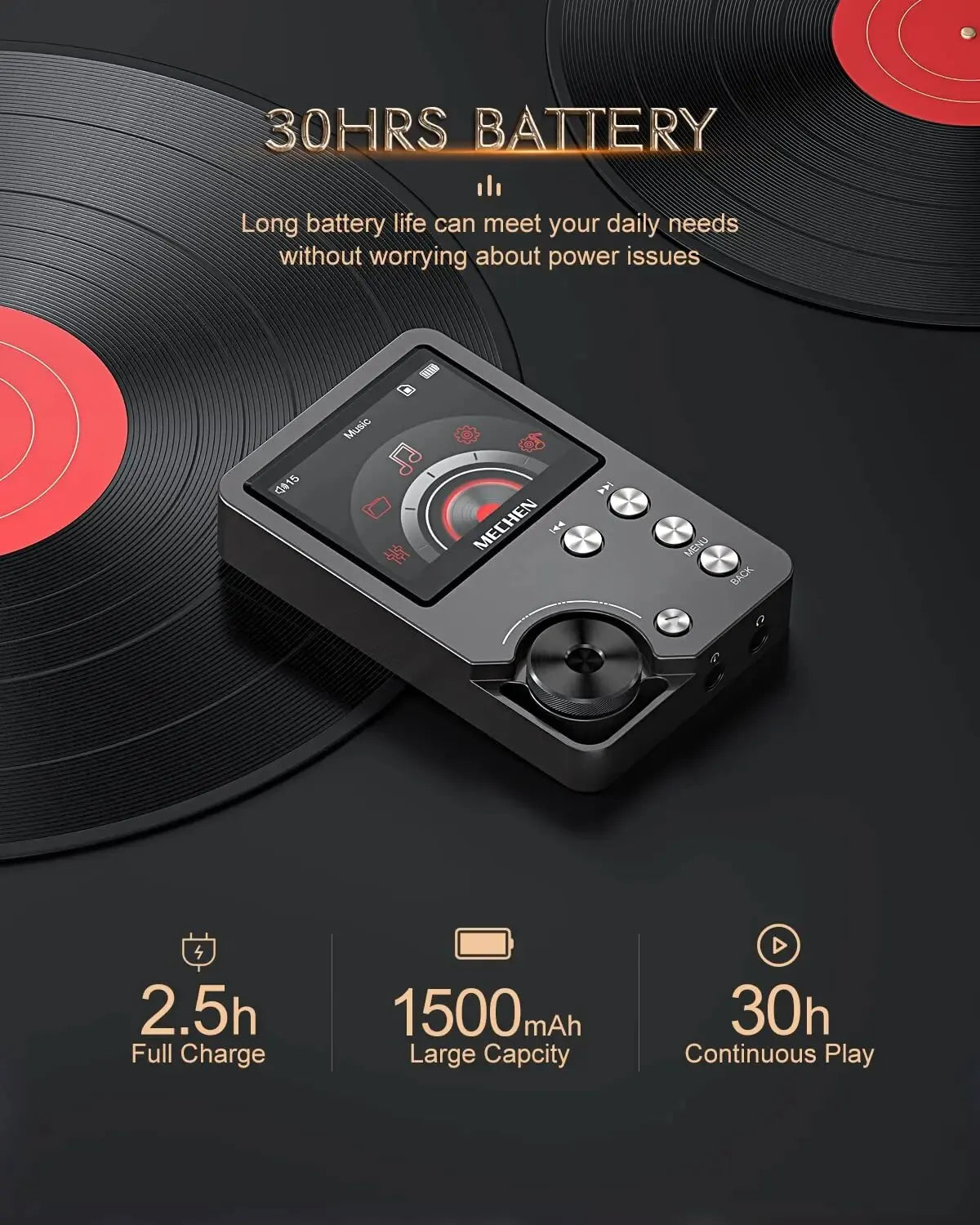 corlado | HiFi MP3 Player MECHEN-M30 – Premium verlustfreies Audio mit 64GB Speicherkarte, unterstützt bis zu 256GB