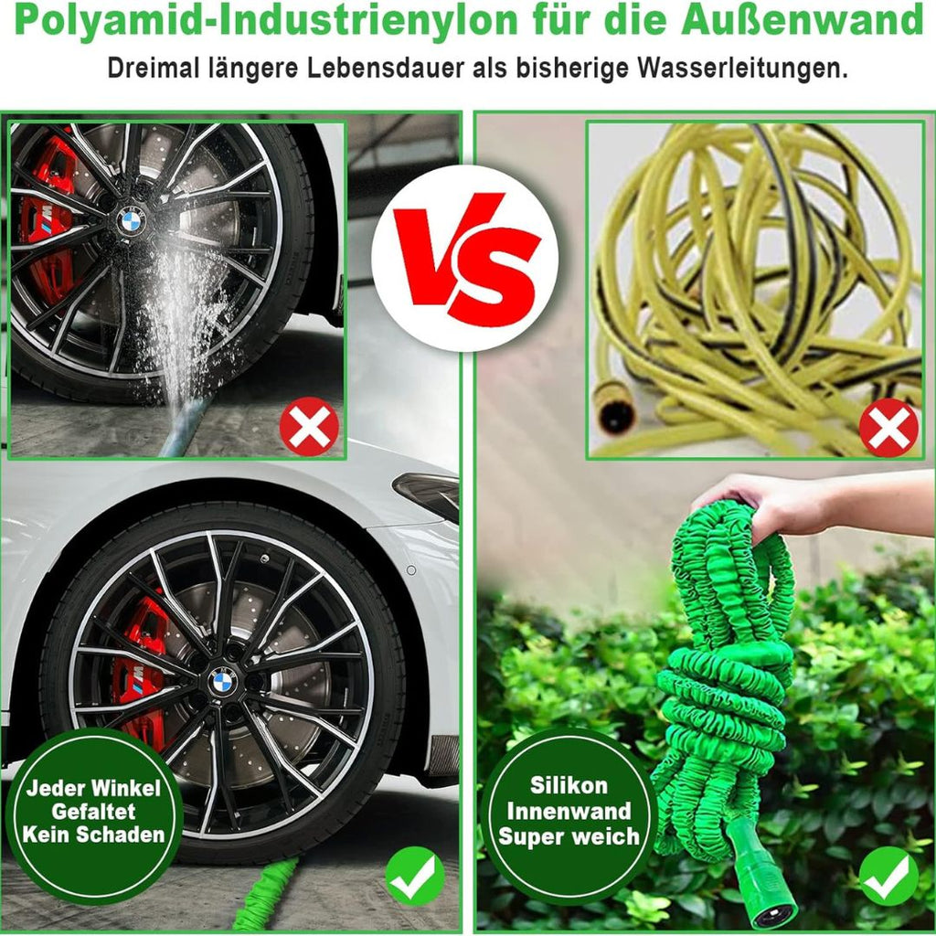 Pflex Set - Flexibler Gartenschlauch inkl. 7 Funktionen Hochdruck Brause
