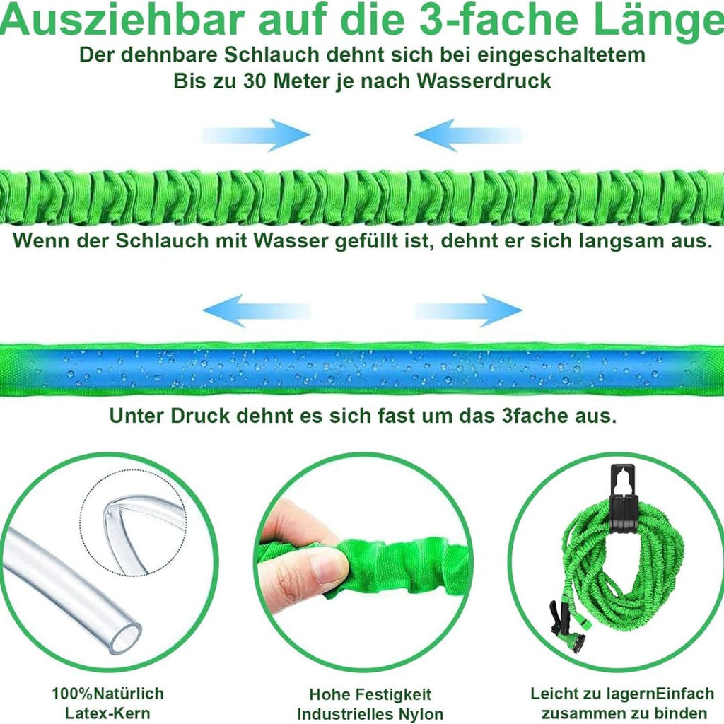 Pflex Set - Flexibler Gartenschlauch inkl. 7 Funktionen Hochdruck Brause
