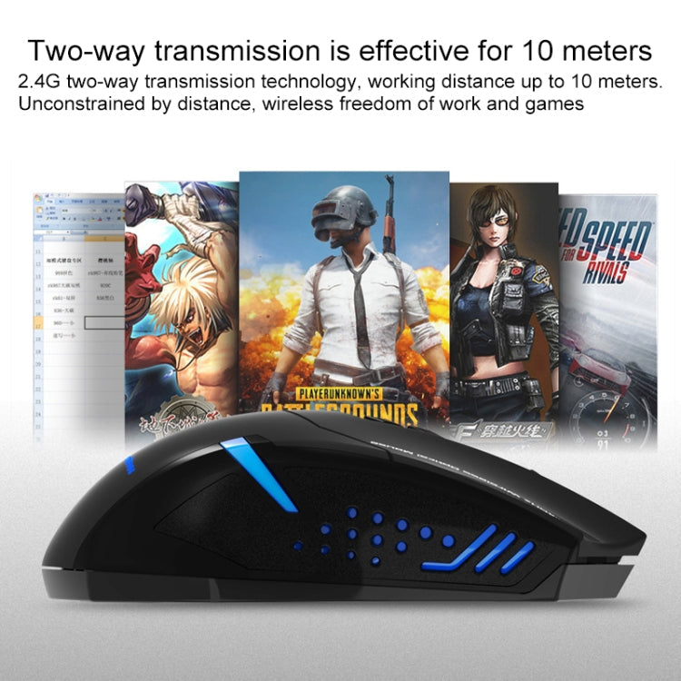 corlado | ET X-08 7-Tasten 2400DPI 2.4G Wireless Stille Gaming Maus mit USB-Empfänger & Farbige Hintergrundbeleuchtung (Schwarz)
