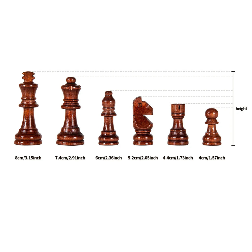 Cavalier Massivholz Schachspiel – Klappbares Holzbrett mit Handgefertigten Figuren für Strategie & Stil