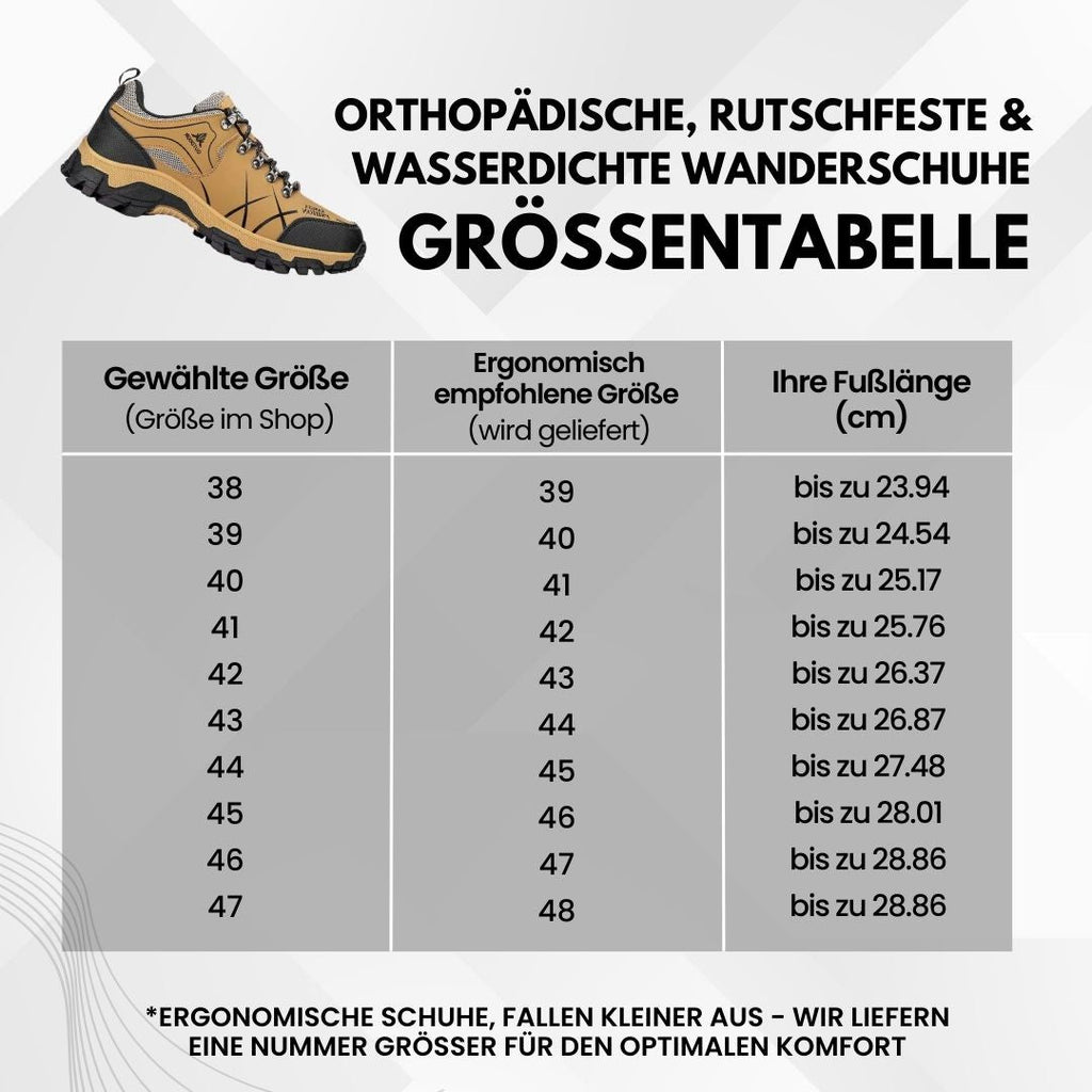 Orthopädische, rutschfeste & wasserdichte Wanderschuhe