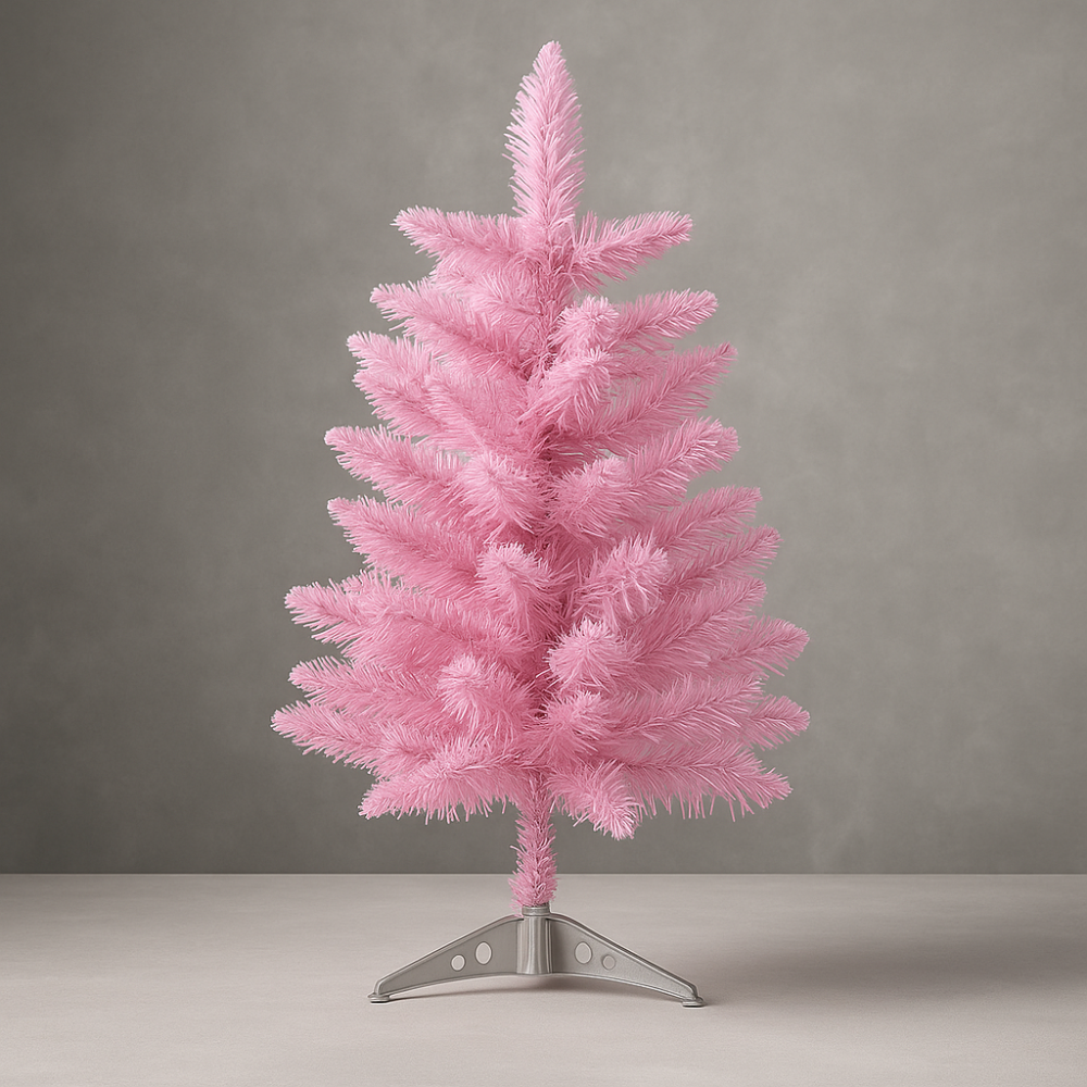 Rosa Weihnachtsbaum, künstliche Tischdekoration, festlich