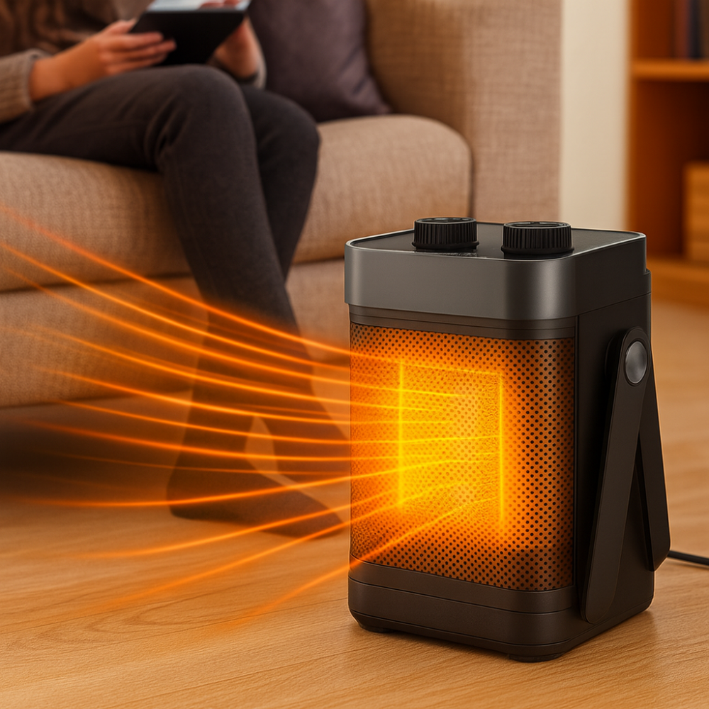 Tragbarer Elektroheizer mit verstellbarem Thermostat, kompakt